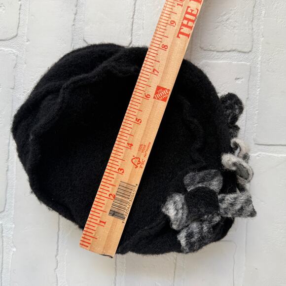 Lafenice Vintage Handmade Felted Wool Hat Black Floral Made in Italy OS - Picture 6 of 7
